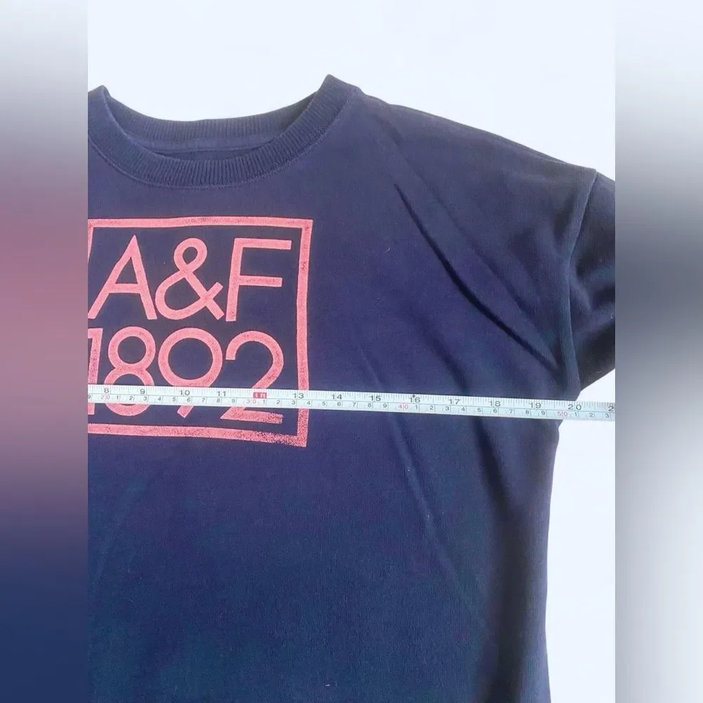 Abercrombie Kids Navy Blue Crewneck Sweatshirt Pink 1892 Logo Gorpcore Preppy XL